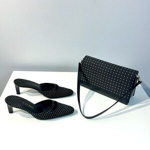 Lauren Ralph Lauren Black & White Polka Dots Mules & Bag